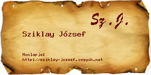 Sziklay József névjegykártya